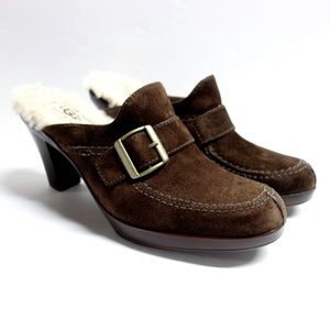UGG Isabella Brown Suede Leather Clog Heels 7.5